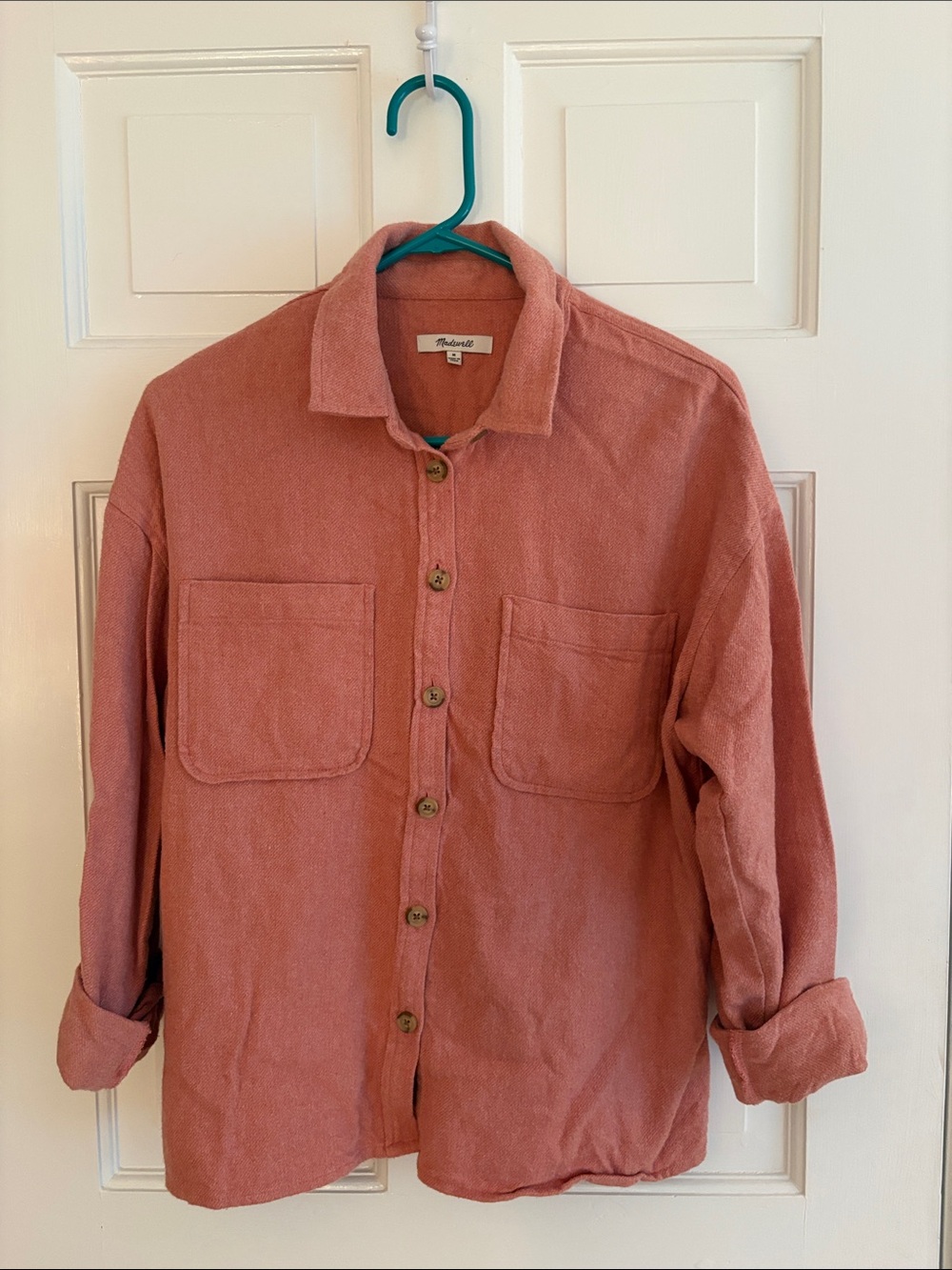 Madewell Rust-Pink Button Front Shirt Jacket